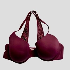 Victoria's Secret 34C Burgundy Lace‎ Racerback Padded Bra
